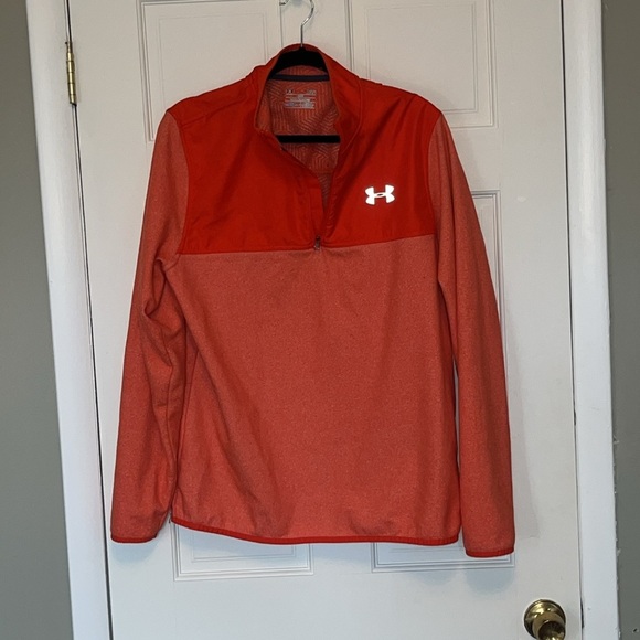 Under Armour Mens Large Orange Quarter Zip Performance - Picture 6 of 6